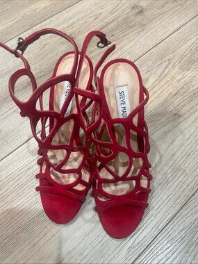 Steve Madden Strapped Heels In Red